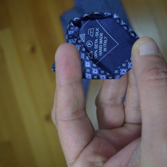 $840 New BRIONI Navy Aqua Blue Floral Medallion Handmade Italy Silk Neck Tie - Picture 15 of 15